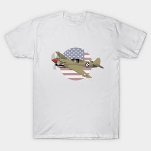 WW2 P-40 Warhawk Airplane T-Shirt